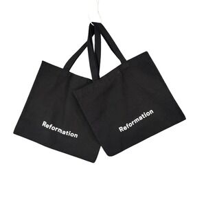 Reformation 2 Canvas Tote Bag Reusable Shopping Black Everyday Carry Sustainable